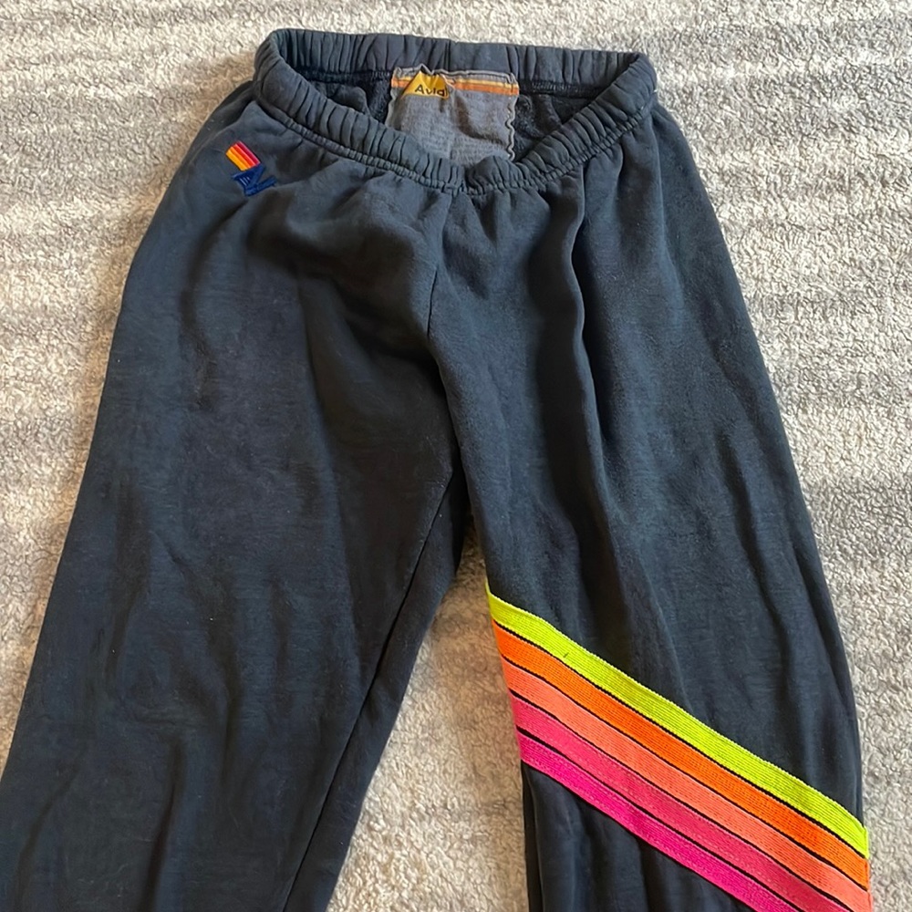 Aviator Nation Sweatpants Chevron 5 Stripe Neon